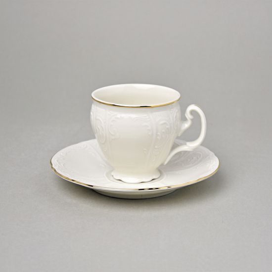 Šálek a podšálek kávový 150 ml / 14 cm, Thun 1794, karlovarský porcelán, BERNADOTTE ivory zlato