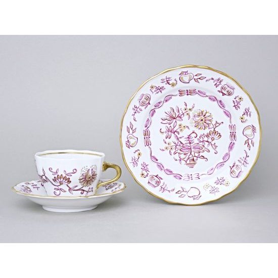 Elegance: Dessert Plate 19 cm, Gold + Pink, Hand-decorated by Vilém Janoušek, Český porcelán a.s