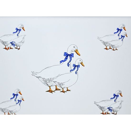 Kuchyňská podložka / destička / prkénko v dřevěném rámu s úchyty 40 x 28 cm, husy