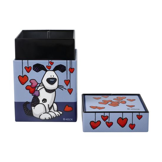 Dóza na čaj Love Dog 7,5 / 7,5 / 11 cm, kov, Ed Heck, Goebel