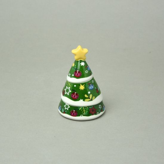 Bell christmas tree 6 x 9 cm, glazed ceramic, EGAN