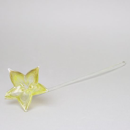 Flower with stem 38 cm - yellow, 1 pcs., Pačinek GLASS