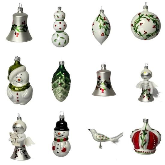 ADVENT CALENDAR with Christmas tree decorations, Holly, Czech Christmas decorations KOULIER