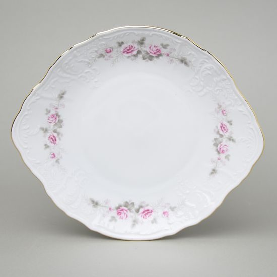 Zlatá linka: Talíř koláčový 27 cm, Thun 1794, BERNADOTTE růžičky