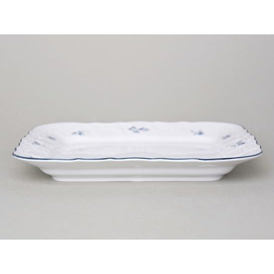 Platter square 26 cm, Thun 1794, karlovarský porcelán, BERNADOTTE blue flower