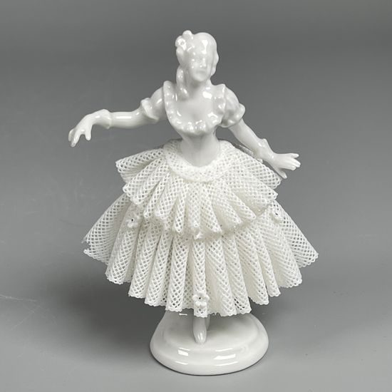 Tanečnice s krajkou 8 x 6 x 12 cm, Kurt Steiner, nedekor, Porcelánové figurky Unterweissbacher