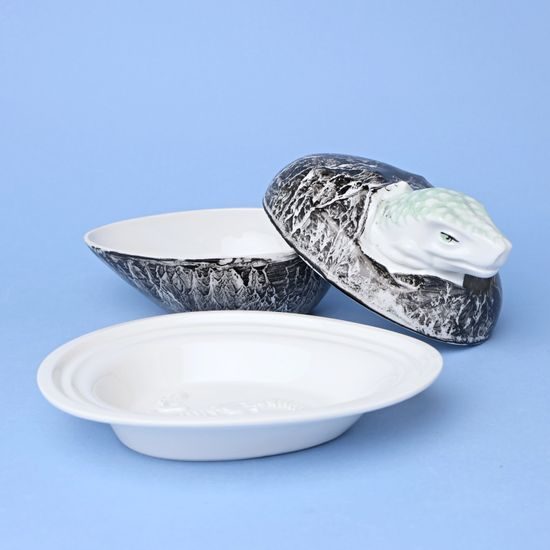 Originální dětská jídelní souprava DINO SET - ZDOBENÝ (náhodný výběr dekoru), porcelán Goldfinger