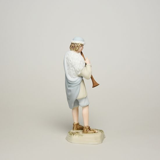 Pasáček s píšťalou 18 x 7 x 7 cm, Biskvit + Saxe, Porcelánové figurky Duchcov