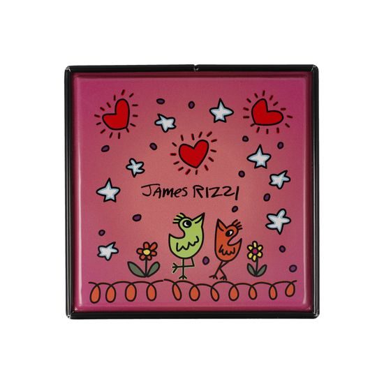 Tea tin James Rizzi - Peace of Love, 7,5 / 7,5 / 11 cm, Metal, Goebel