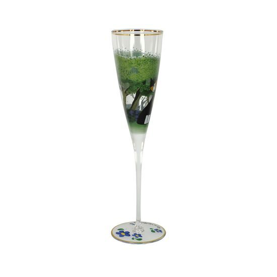 Sklenička na šampaňské Una passeggiata nel verde, 7,5 / 7,5 / 27,5 cm, sklo, R. Wachtmeister, Kočky Goebel