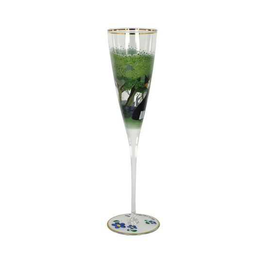 Champagne glass R. Wachtmeister - Una passeggiata nel verde, 7,5 / 7,5 / 27,5 cm, Glass, Cats Goebel
