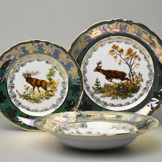 Talířová sada pro 6 osob, myslivecká - zelená, Carlsbad