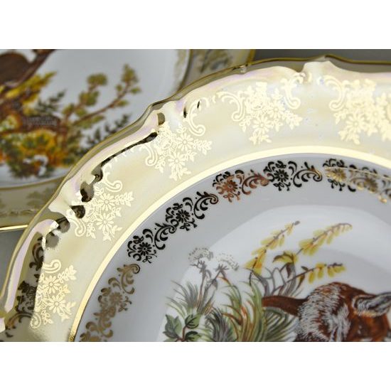 Plate deep 6 pcs., hunting - beige, Carlsbad porcelain