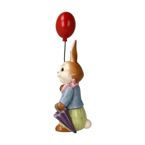 Rabbit figurine Boy with baloon 8 / 4.5 / 15cm, stoneware, Goebel