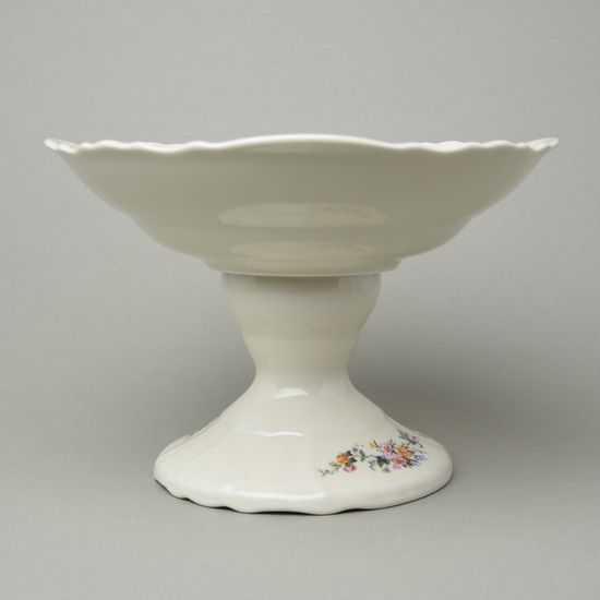 Mísa hluboká 25 cm na noze, Thun 1794, karlovarský porcelán, BERNADOTTE ivory + kytičky
