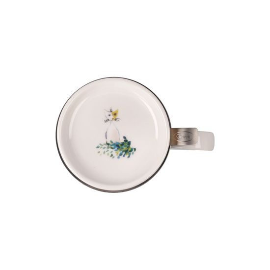 Tea Cup 0,4 l with Lid and Strainer R. Wachtmeister - Tempi Felici, 11,5 / 8 / 14 cm, Fine Bone China, Cats Goebel