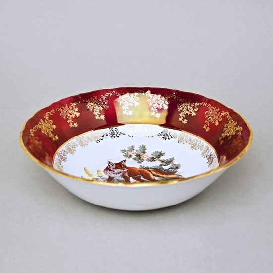 Bowl 23 cm, hunting - ruby, Carlsbad