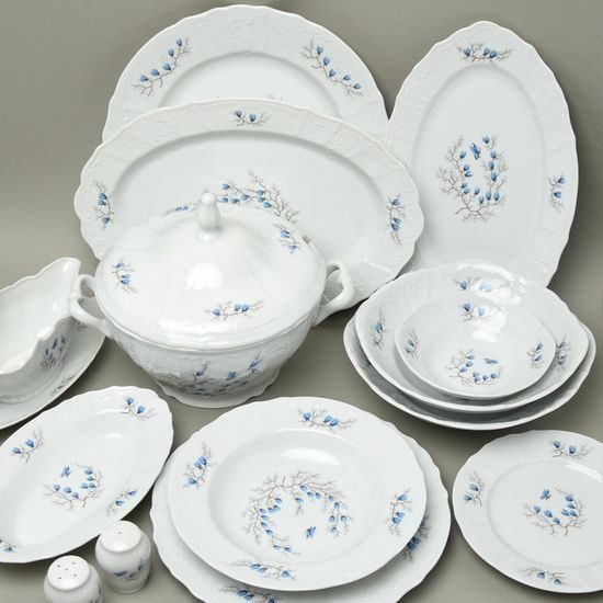 Jídelní souprava pro 12 osob 75 díl., Thun 1794, karlovarský porcelán, BERNADOTTE motýli