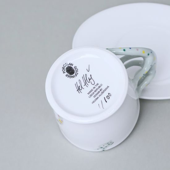Espresso šálek a podšálek, ZOO chameleon, 80 ml, Limitovaná edice, porcelán Goldfinger