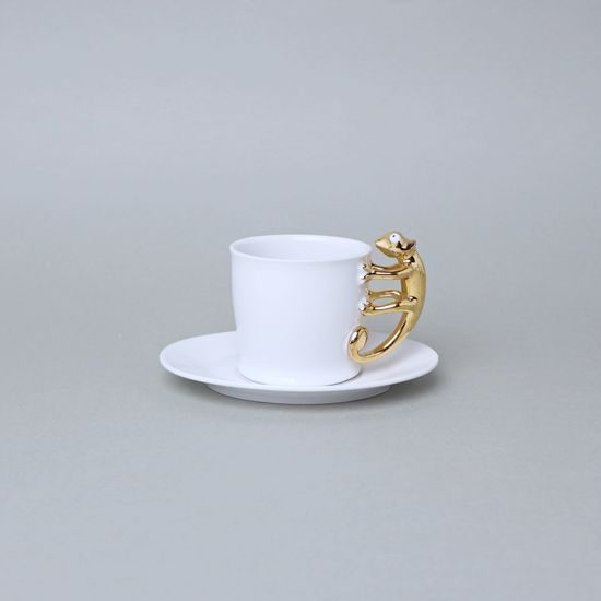 Espresso šálek a podšálek, ZOO chameleon, 80 ml, GOLD, porcelán Goldfinger