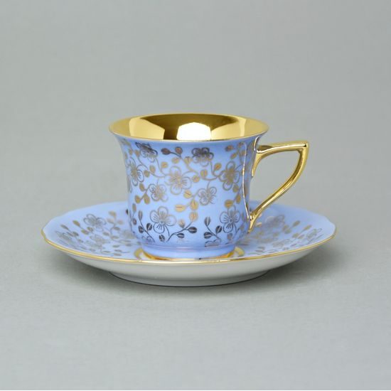 Šálek 80 ml a podšálek mokka Windsor, světle modrá, Leander 1907 Loučky