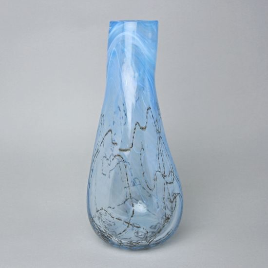 Váza tvarovaná 33 cm, hutní sklo, ruční práce, Vendula Zámečníková