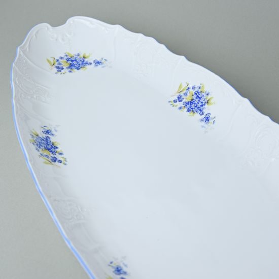 Fish tray 52 cm, Thun 1794 Carlsbad porcelain, BERNADOTTE Forget-me-not-flower