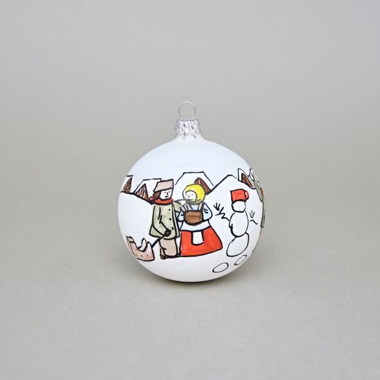 Christmas Tree Decoration Ball "Czech Winter 1918", 7,5 cm, Decor n. 6, Hand-decorated