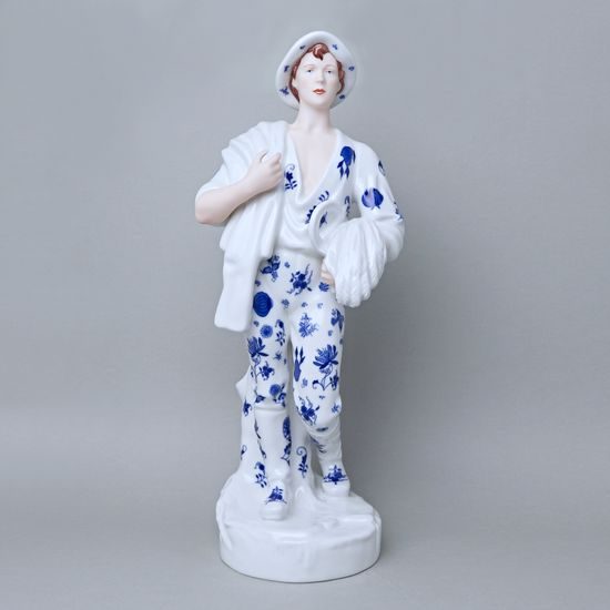 Chlapec se snopem a srpem 53 cm, cibulák, Porcelánové figurky Duchcov