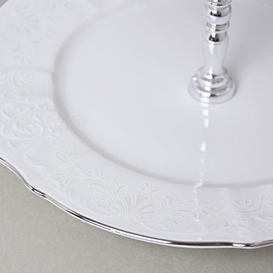 Compartment dish 33 cm, Thun 1794 Carlsbad porcelain, BERNADOTTE frost, Platinum line