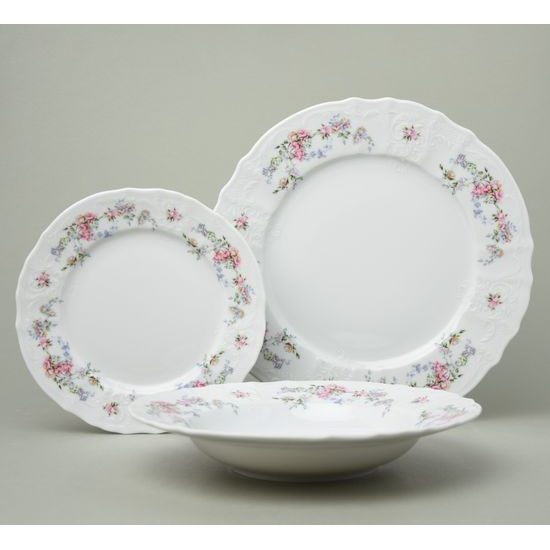 Plate set for 6 pers., Thun 1794 Carlsbad porcelain, BERNADOTTE climbing roses