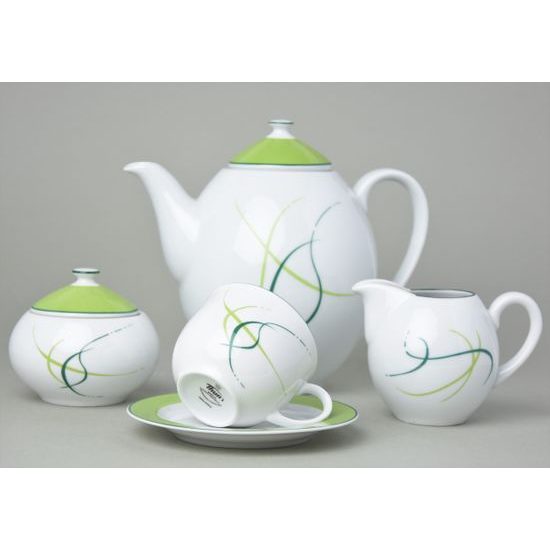 Coffee set for 6 persons, Thun 1794 Carlsbad porcelain, OPAL grass