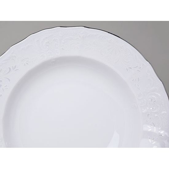 Plate deep 23 cm, Thun 1794 Carlsbad porcelain, BERNADOTTE frost, Platinum line