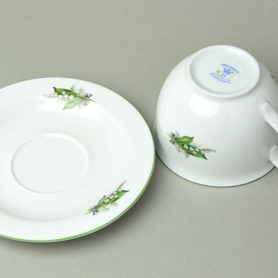 Cup Olga breakfast 400 ml + saucer 19 cm, Lily of the valley, Český porcelán a.s.