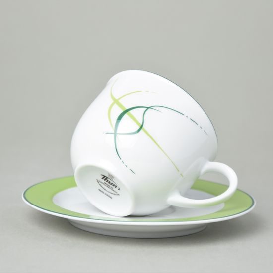 Coffee cup 165 ml and saucer 135 mm, Thun 1794 Carlsbad porcelain, OPAL grass