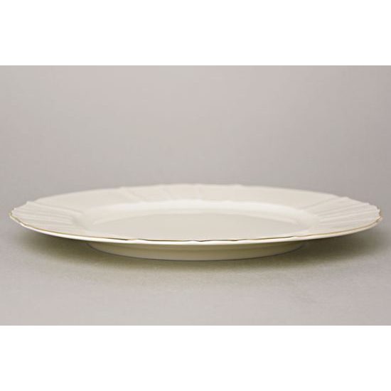 Dish round flat 30 cm (club plate), Thun 1794 Carlsbad porcelain, BERNADOTTE ivory + gold