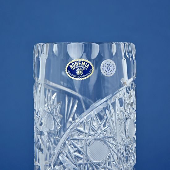 Crystal Hand Cut Vase - Cylinder, Comet, 255 mm, GLASSPO / Crystal Bohemia