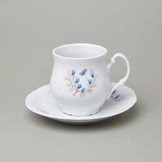 Hrnek Jonáš 310 ml + podšálek 155 mm, Thun 1794, karlovarský porcelán, BERNADOTTE motýli
