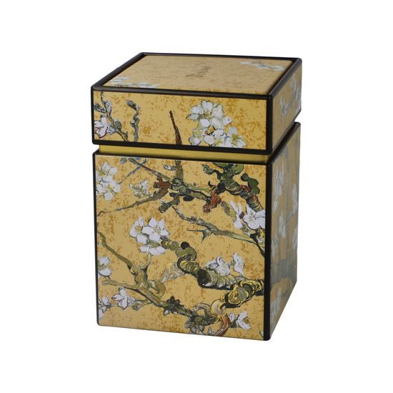 Dóza na čaj Mandlovník zlatý, 7,5 / 7,5 / 11 cm, kov, V. van Gogh, Goebel