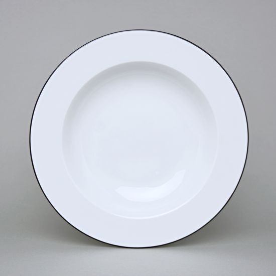 Plate Deep 22 cm, NINA Black Line, Thun 1794 Carlsbad Porcelain