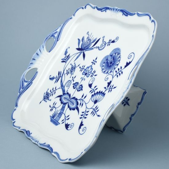 Platter Aida 34 x 29 cm on stand, Original Blue Onion Pattern