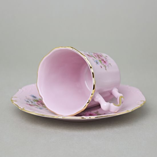 Šálek 140 ml a podšálek kávový Amis, Leander, růžový porcelán