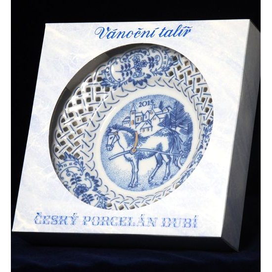 Annual plate 2015, wall, perforated, 18 cm, Original Blue Onion Pattern