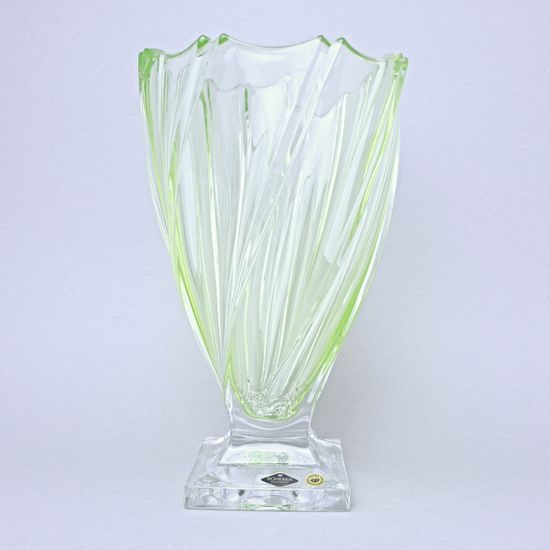 Váza PONTI - světle zelená 33 cm na nožce, Bohemia Treasury