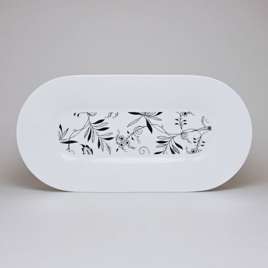 Bohemia black: Platter middle 35,5 x 17,5 cm, black onion pattern, Český porcelán a.s.