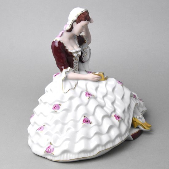 Lady with book, 22,5 x 32,5 x 26,5 cm, Purpur, Royal Dux Bohemia