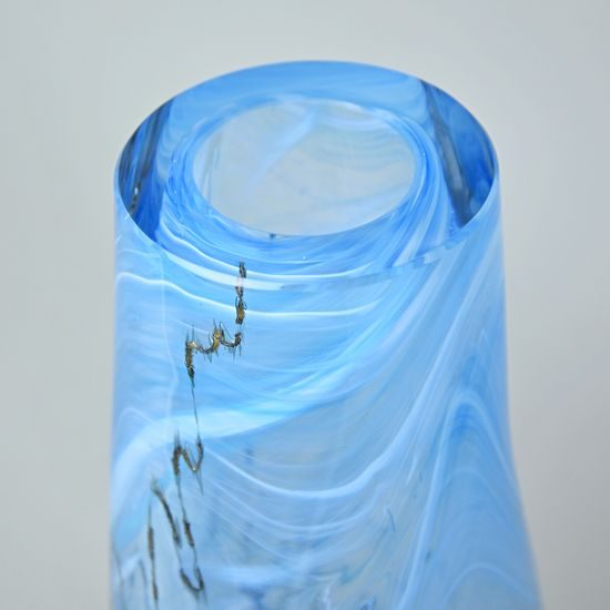 Váza tvarovaná 33 cm, hutní sklo, ruční práce, Vendula Zámečníková