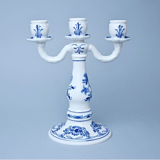 Candle holder 3-arm 25 cm, Original Blue Onion Pattern