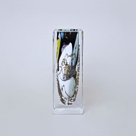 Vase Square 19 cm, collection Fleck, metallurgical glass, Vendula Zámečníková