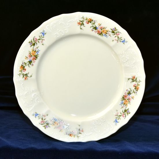 Plate dining 25 cm, Thun 1794 Carlsbad porcelain, BERNADOTTE ivory + flowers